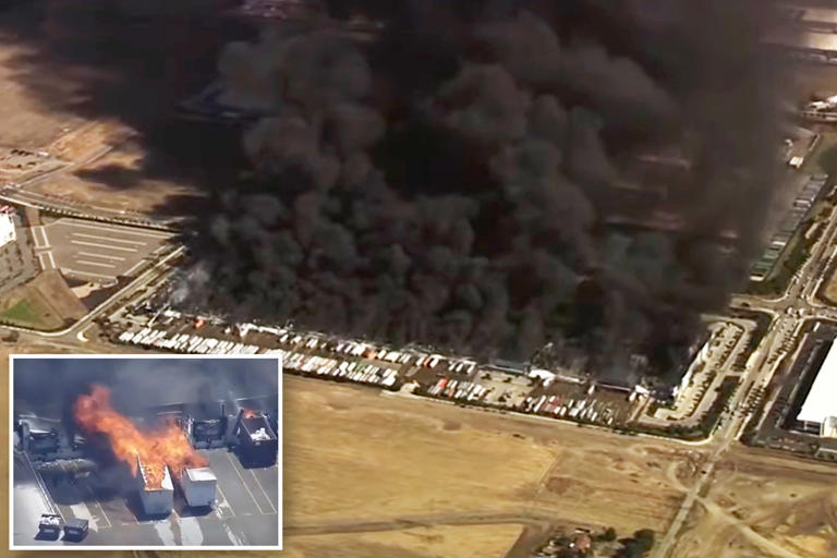 Tracy medical warehouse fire sends plumes of black smoke into air as ...