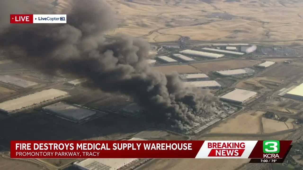 Crews battle Medline Industries fire in Tracy — 7 p.m. update