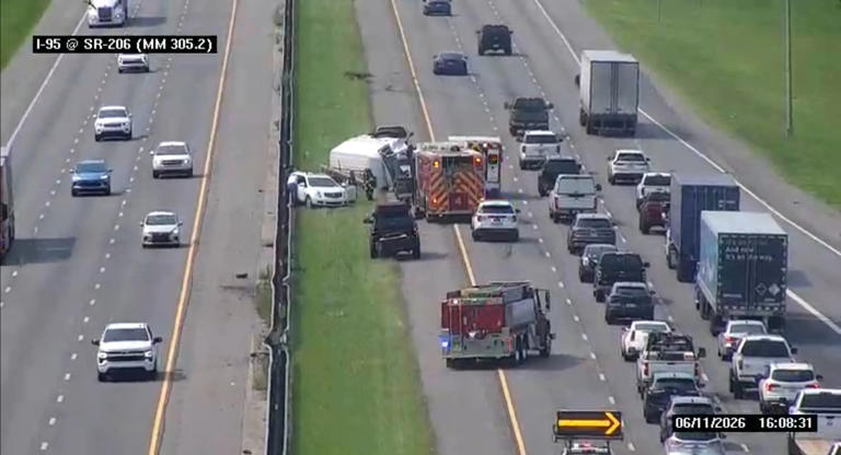 Traffic alert: All lanes reopened after crash at SR-206 on I-95