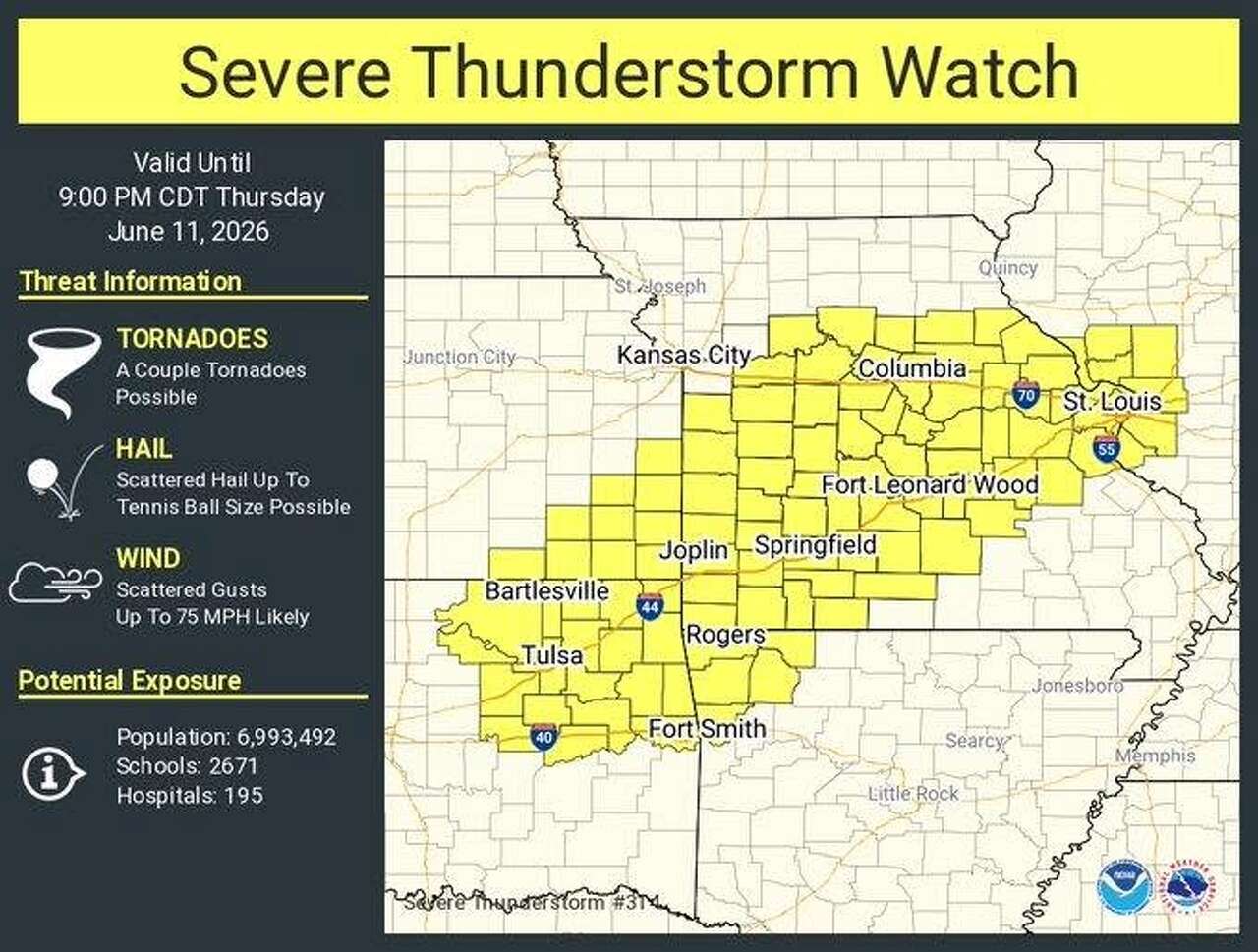 Severe thunderstorm watch issued for St. Louis area