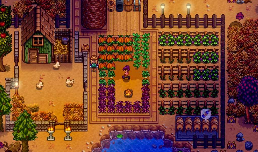 Stardew Valley character walking through their farm