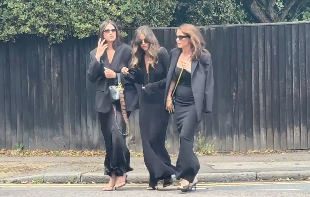 Chloe was among atendees at Hall’s funeral on Friday (Picture: SplashNews)