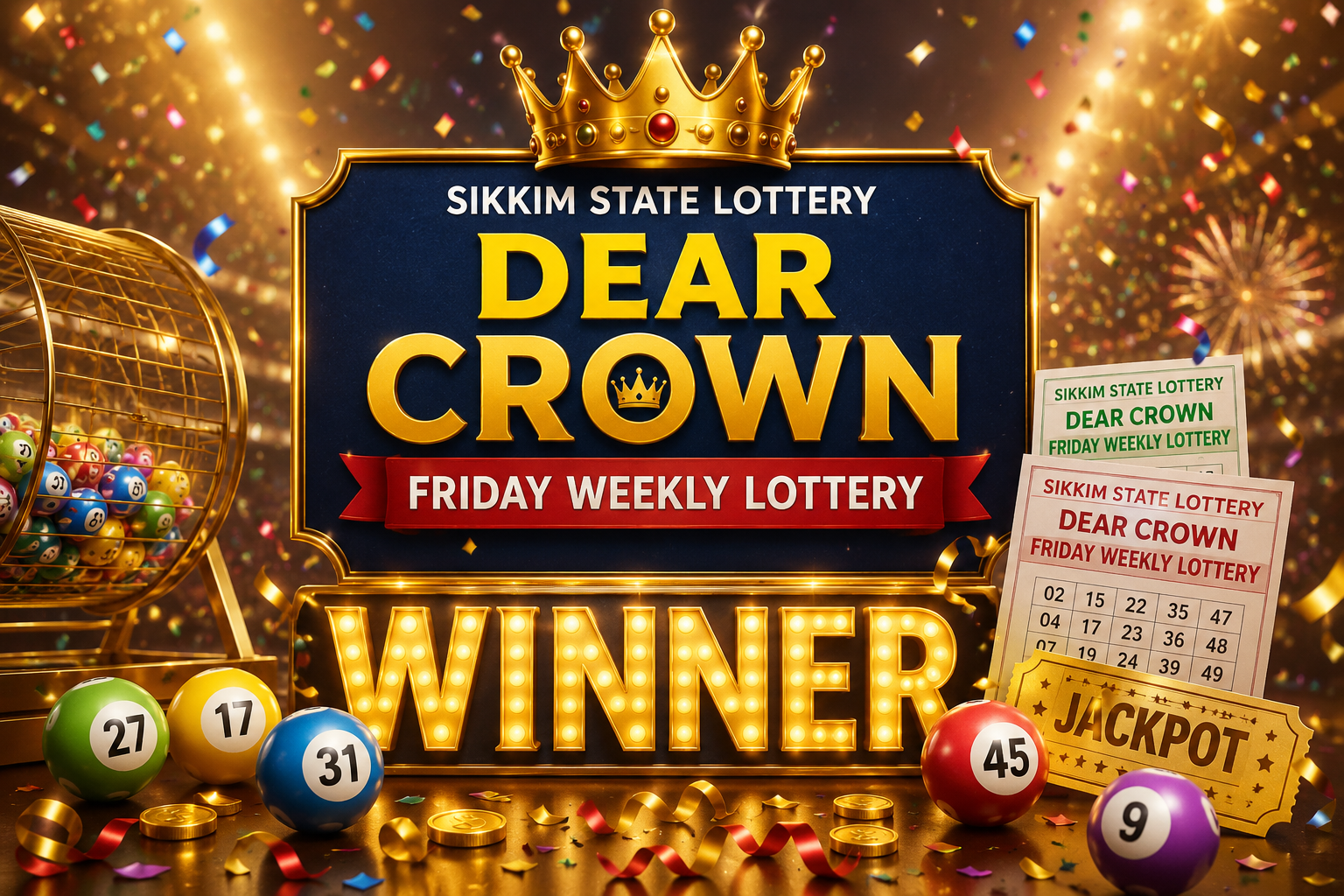 Sikkim State Dear Crown Friday Weekly Lottery result declared (12-06 ...