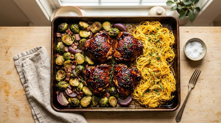 This maple-miso chicken thigh sheet-pan dinner is the cozy winter meal ...