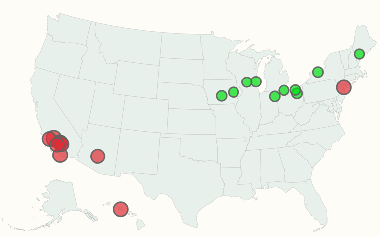 Map shows US cities with the highest and lowest credit card debt