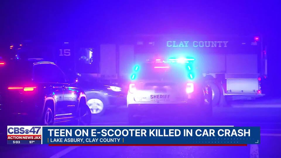 Teen on e-scooter killed in car crash in Clay County