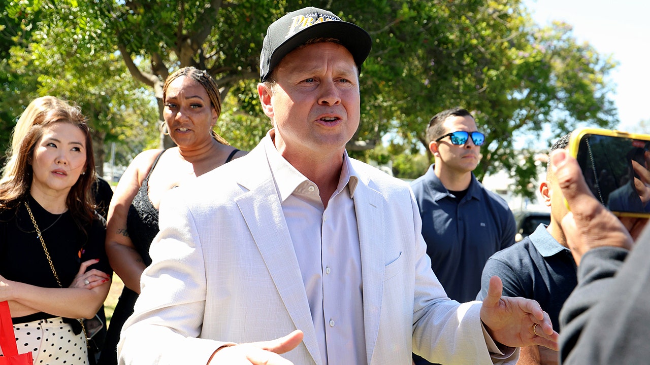 Spencer Pratt speaks at an event in California.