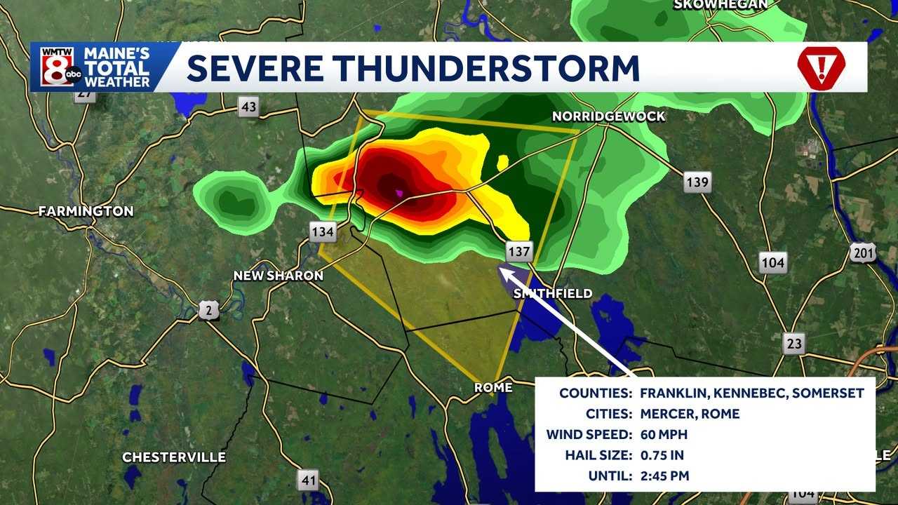 Severe thunderstorm warning issued for area of central Maine
