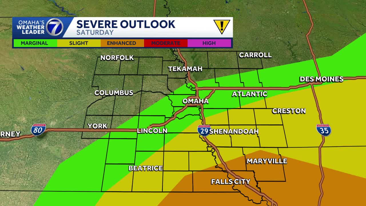 Thunderstorms possible Saturday near Omaha