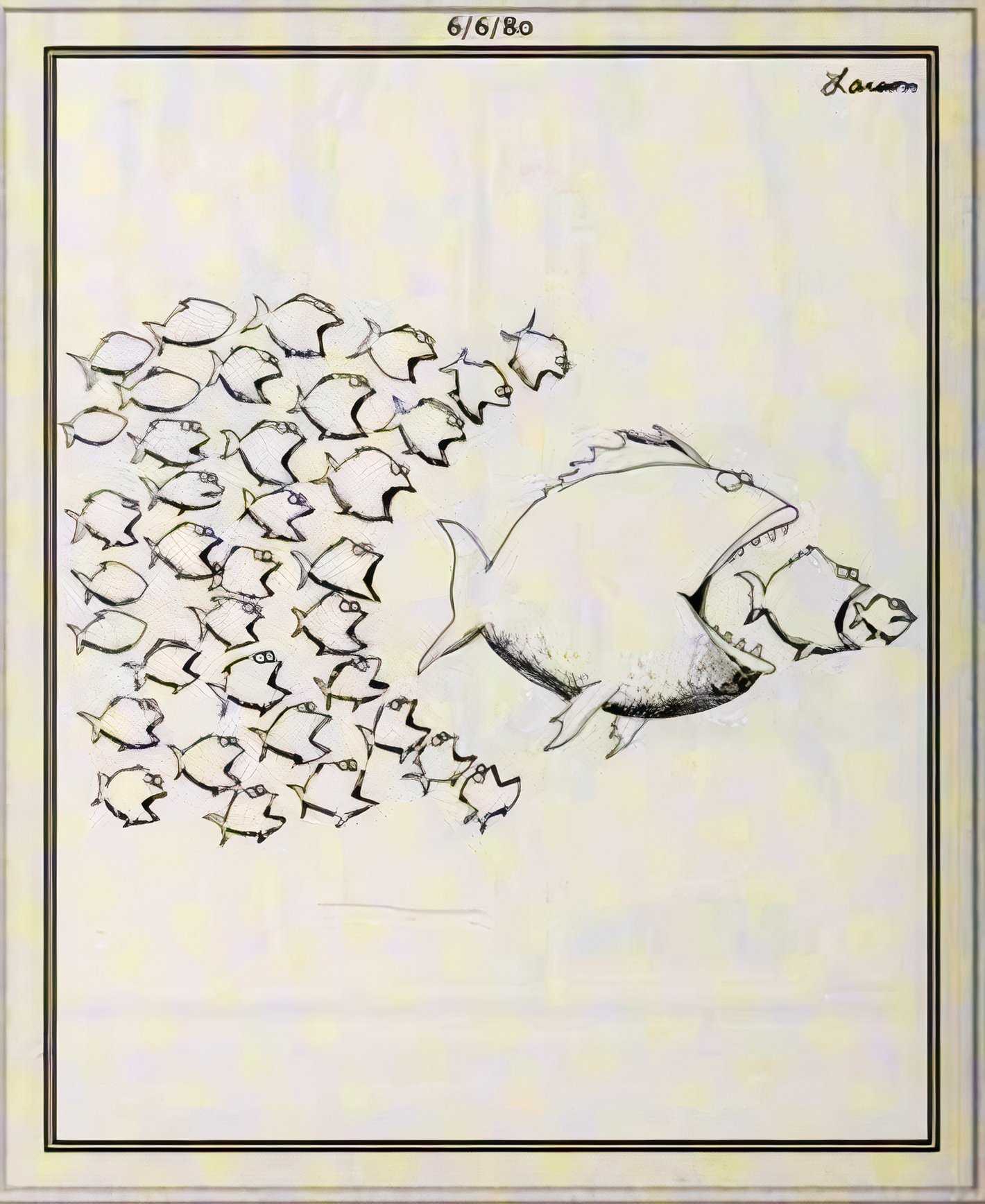 Far Side, small fish about to eat big fish, which is about to eat smaller fish