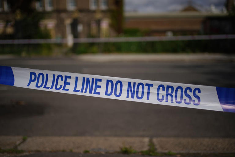 Police tape at a crime scene