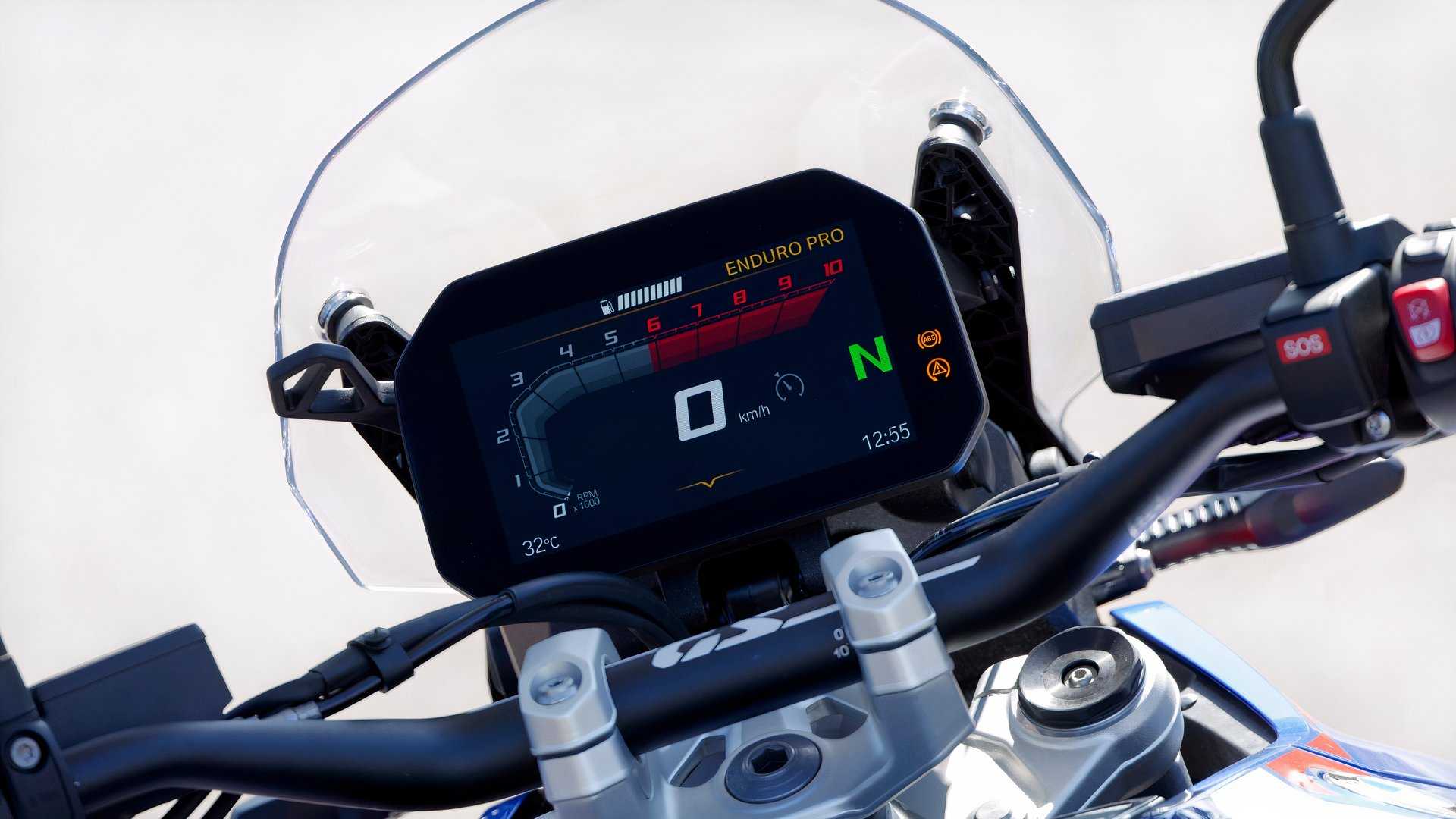 Close-up shot of BMW R 1300 GS TFT display
