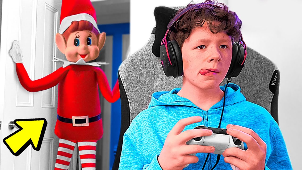 My little brother reacts to giant elf prank