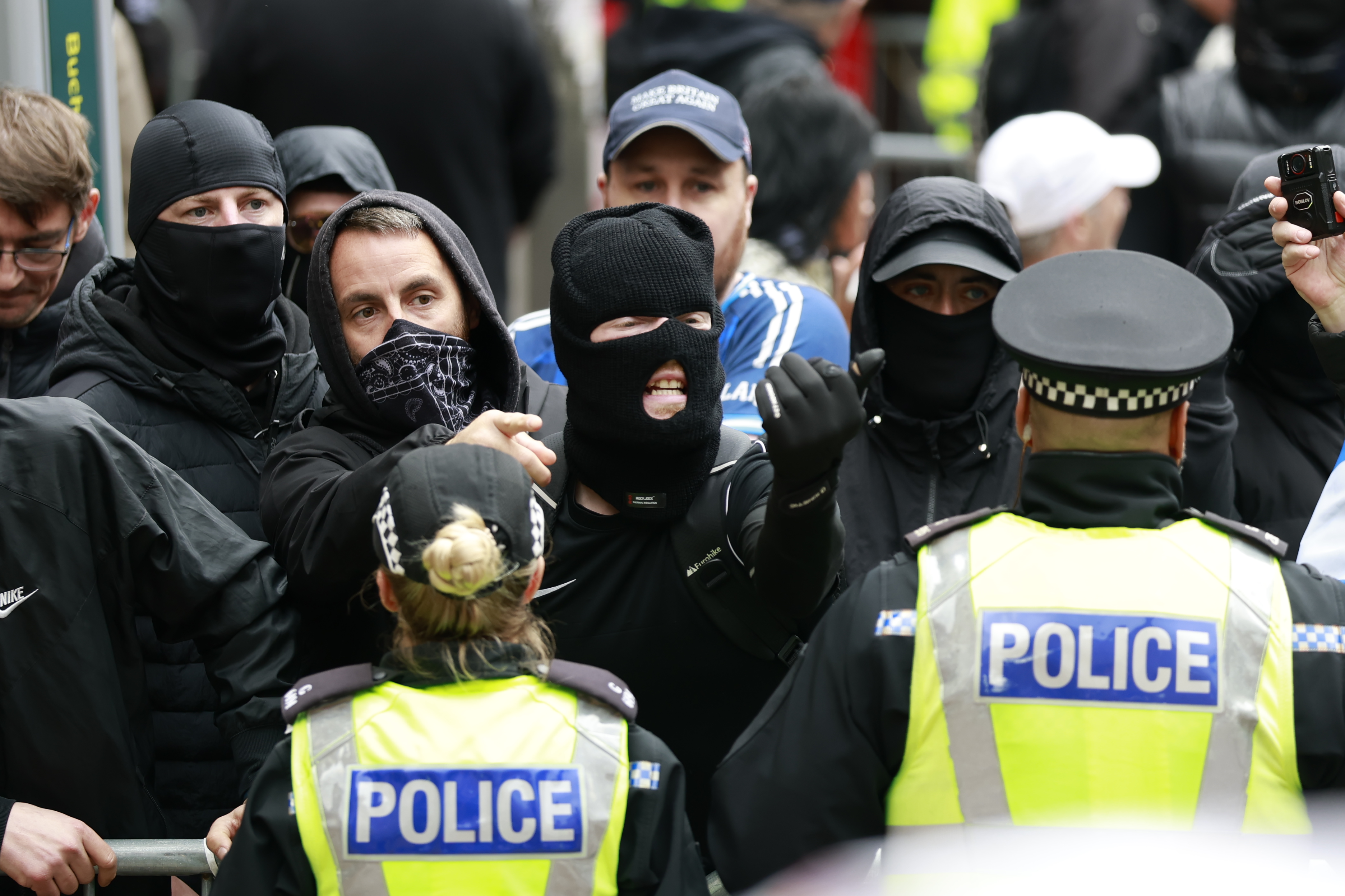 Rival protesters face off in Glasgow during huge anti-racism demonstration