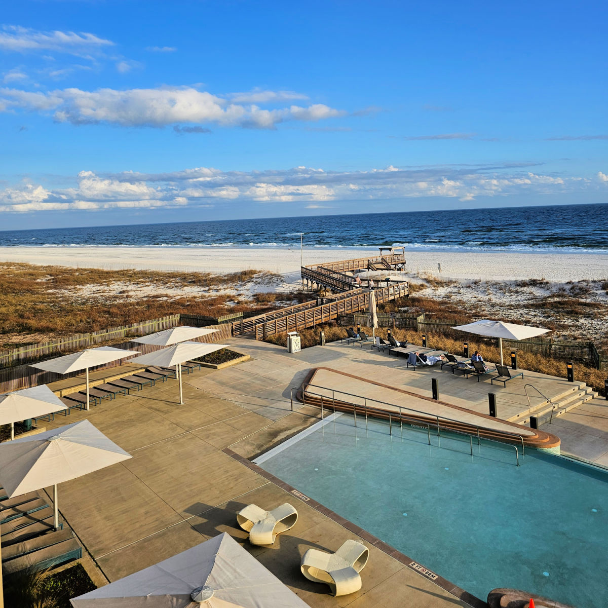 View of the swimming pool and The Gulf of Mexico