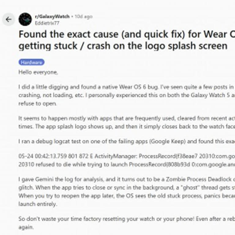 갤럭시 워치 앱 실행 오류 원인은 Wear OS 6 버그? 최신 업데이트로 해결