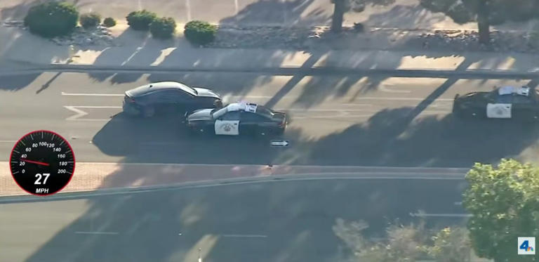 Cops use spike strip on chase suspect tied to deadly SoCal shooting