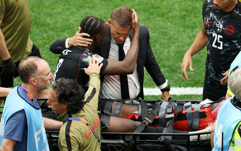 Canada head coach Jesse Marsch consoled Ismael Kone as he was taken away to hospital - Emilee Chinn/Getty Images