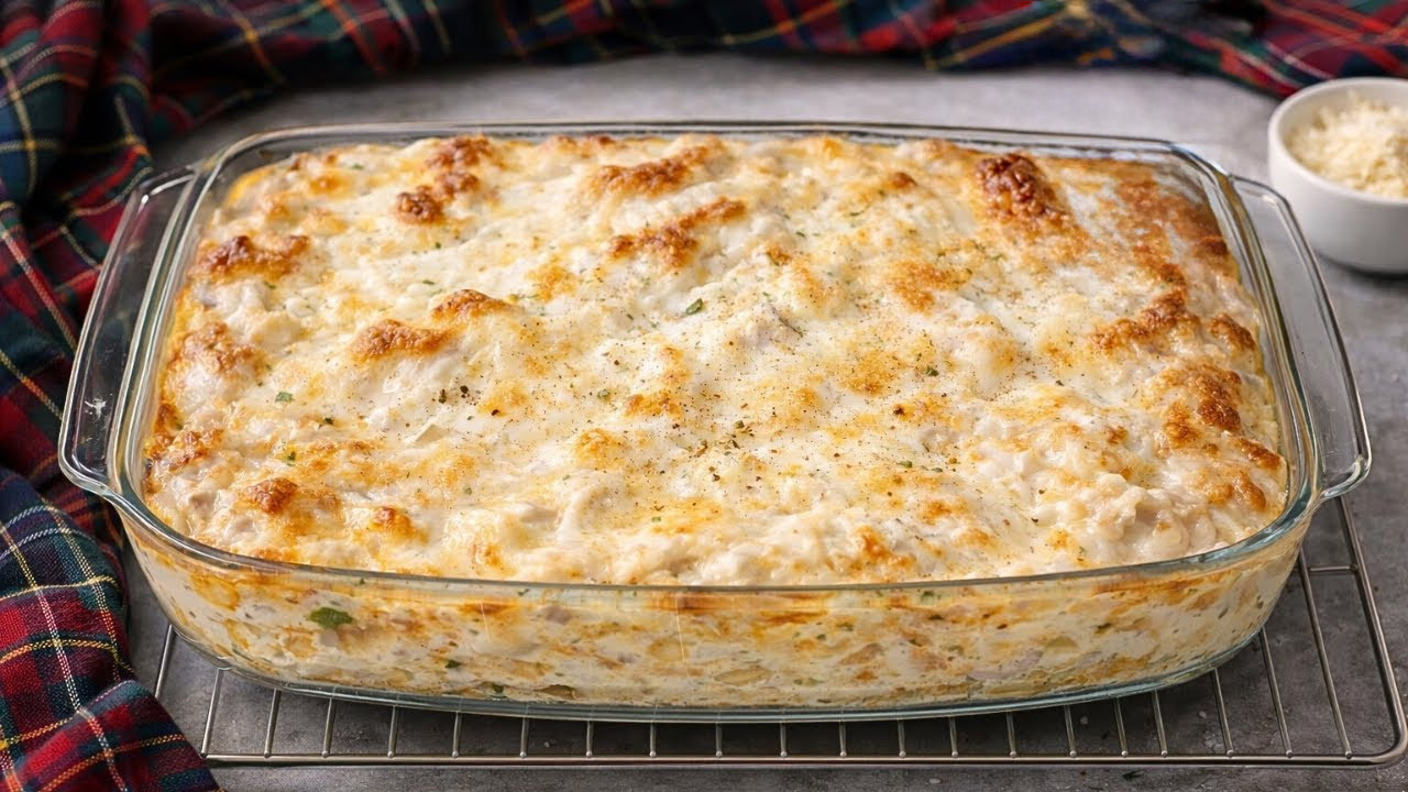 Creamy chicken pasta bake - easy family comfort food recipe