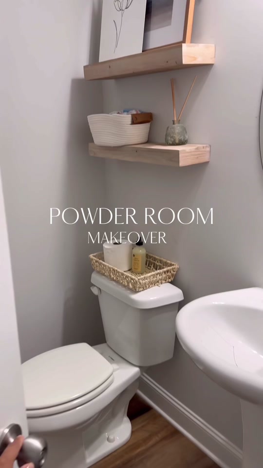 DIY powder room makeover before and after