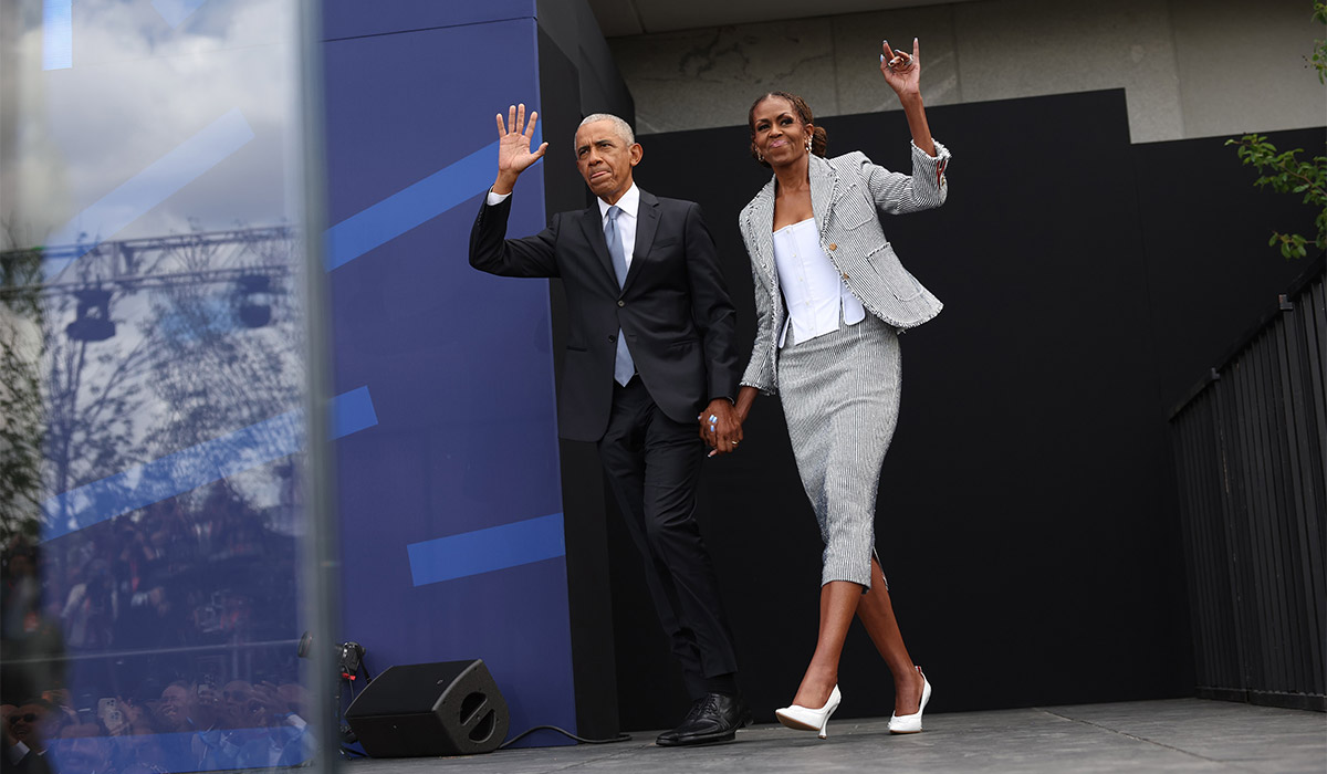 Former first family dial up the glam at the opening of the Barack Obama ...