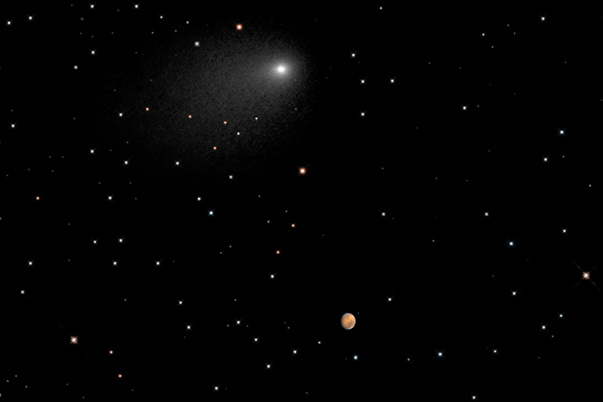 The passage of a comet near Mars