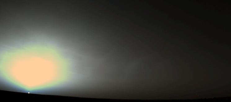 A sunrise on the planet Mars