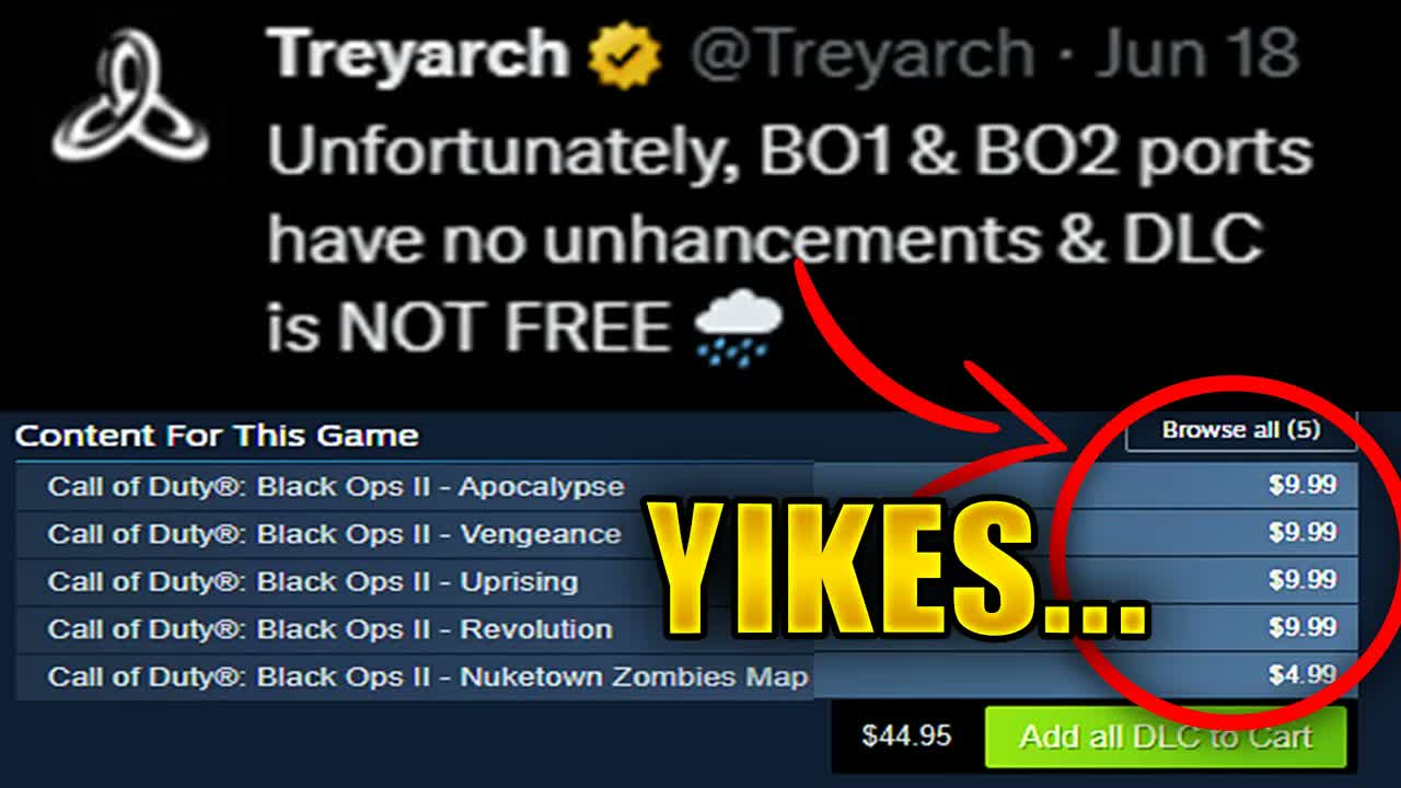 Bad news for Black Ops 1 & 2 ports! No upgrades, paid-DLC, new servers ...