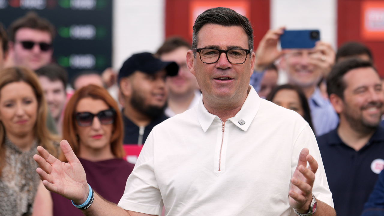 Britain's Labour party candidate Andy Burnham speaks to supporters after the Makerfield by-election in Ashton in Makerfield, England, on Friday, June 19, 2026.