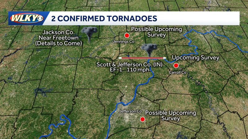 Tornado surveys: 2 tornadoes confirmed in southern Indiana
