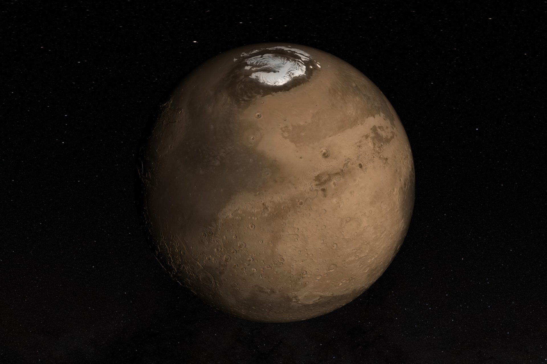 Ice in the poles of Mars