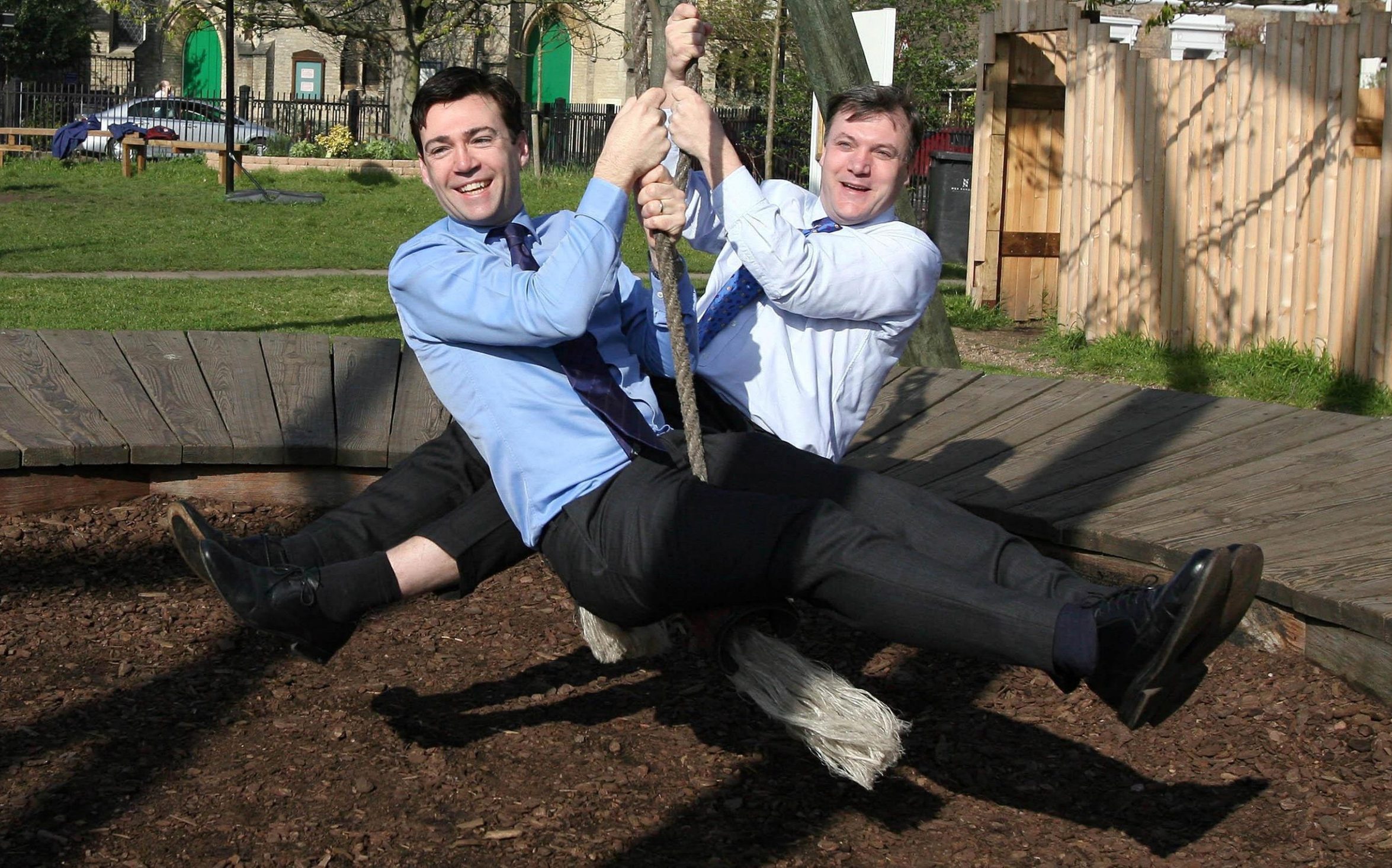 Burnham hanging out with Ed Balls in 2008, who he would later finish behind in a leadership contest