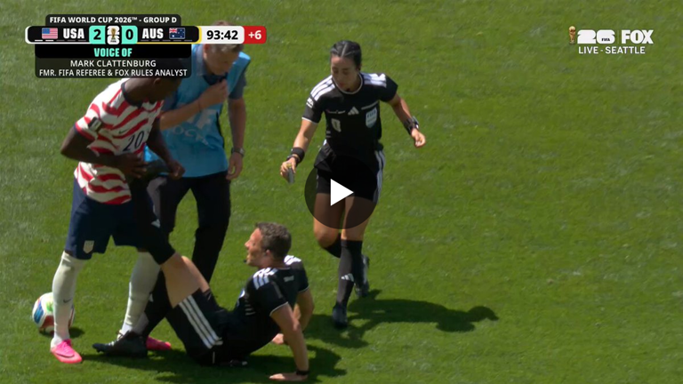 Humiliating moment World Cup referee goes down with injury delaying USA ...