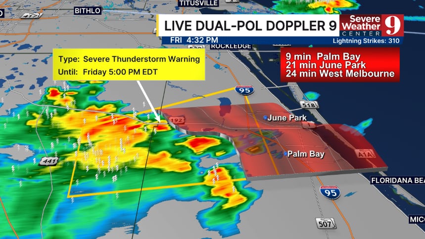 Thunderstorm warnings issued for Osceola and Brevard counties