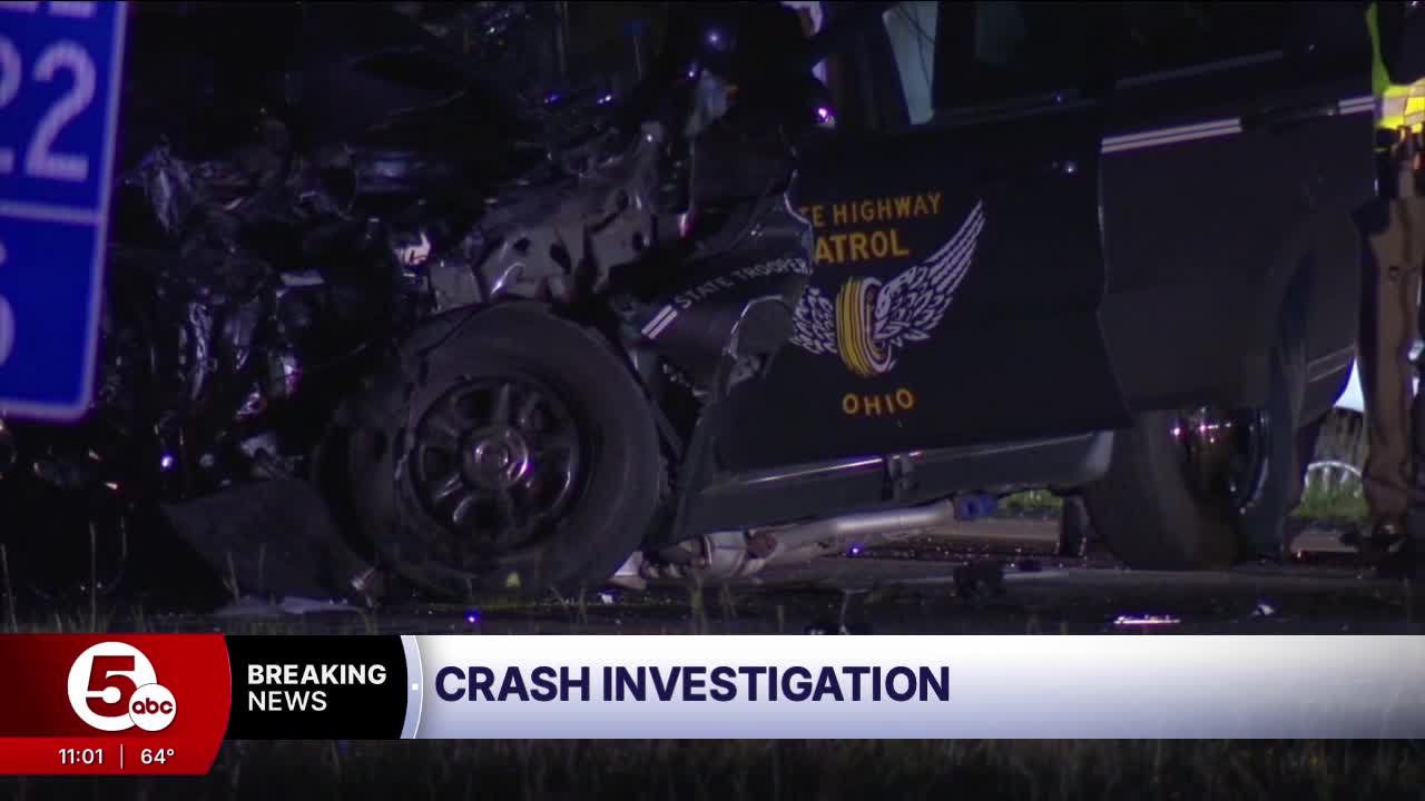 Ohio State Highway Patrol cruiser involved in crash on Route 2