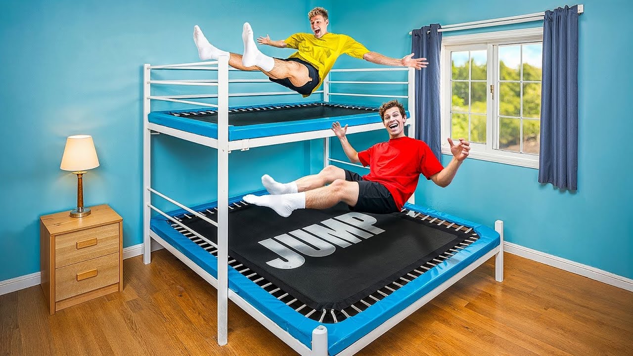 Creative DIY enthusiast transforms bunk bed into functional trampoline