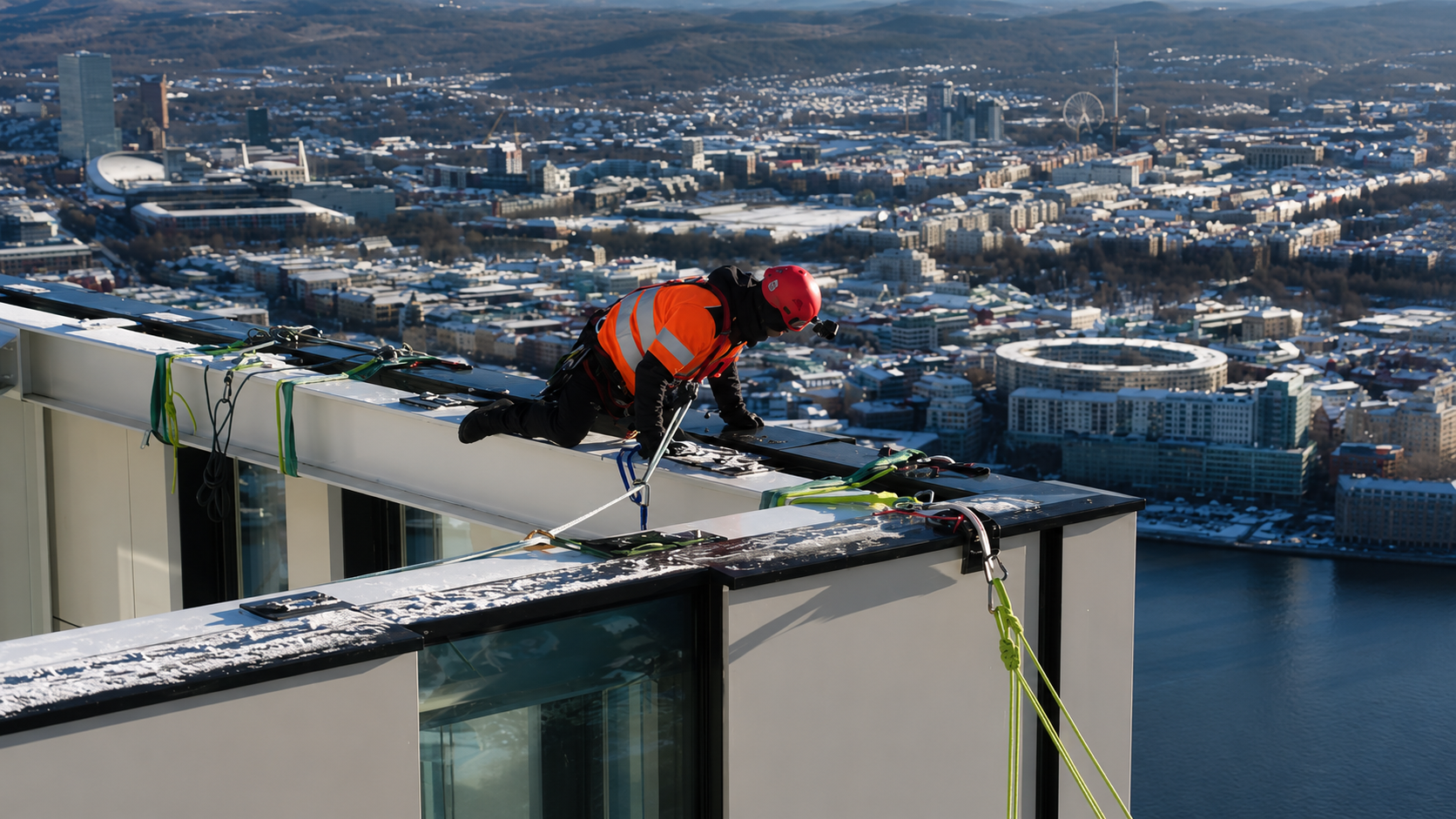 He was walking on the edge of a skyscraper - then suddenly slipped