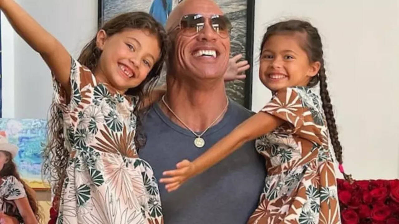 Dwayne Johnson displays his affection as father to daughters