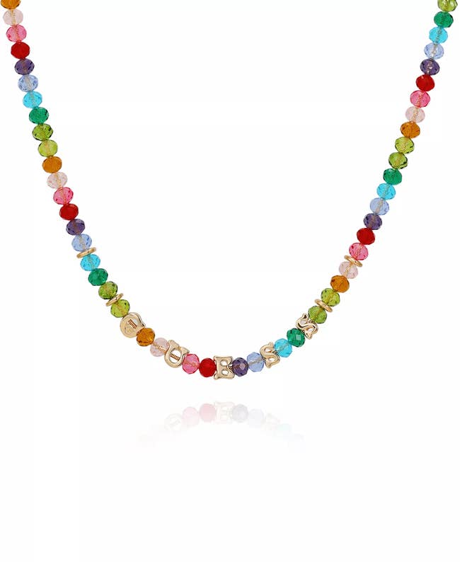 Colorful beaded necklace with multicolor gemstones, perfect for adding a vibrant touch to any outfit