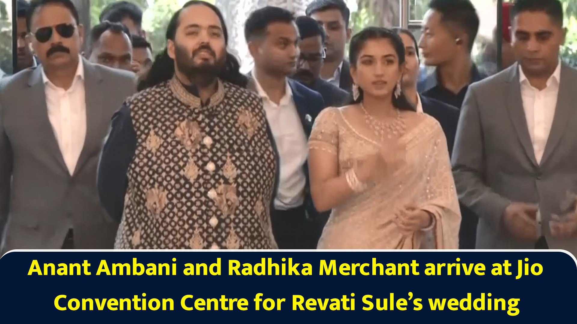 Anant Ambani and Radhika Merchant arrive at Jio Convention Centre for Revati Sule’s wedding