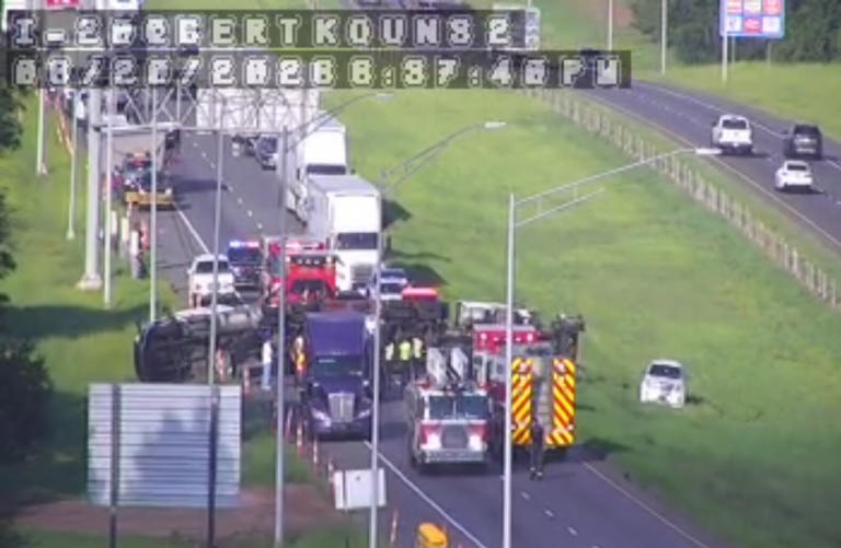 I-20 westbound backed up after 18-wheeler crash; traffic diverted to I-3132