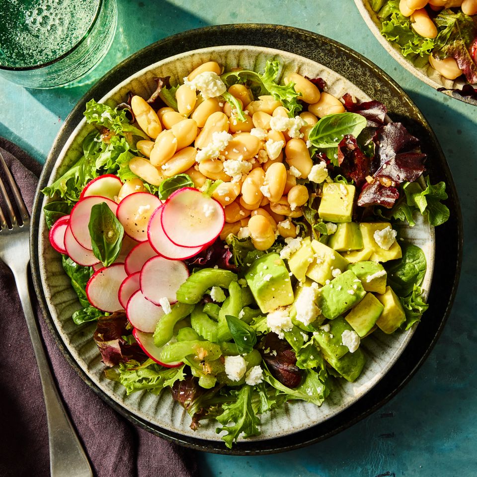 A recipe image of No-Cook White Bean & Avocado Bowls.