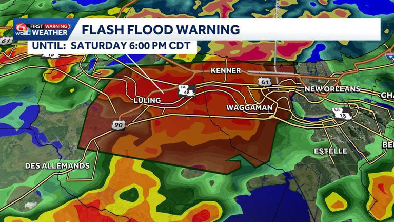 A Flash Flood Warning in effect for metro New Orleans