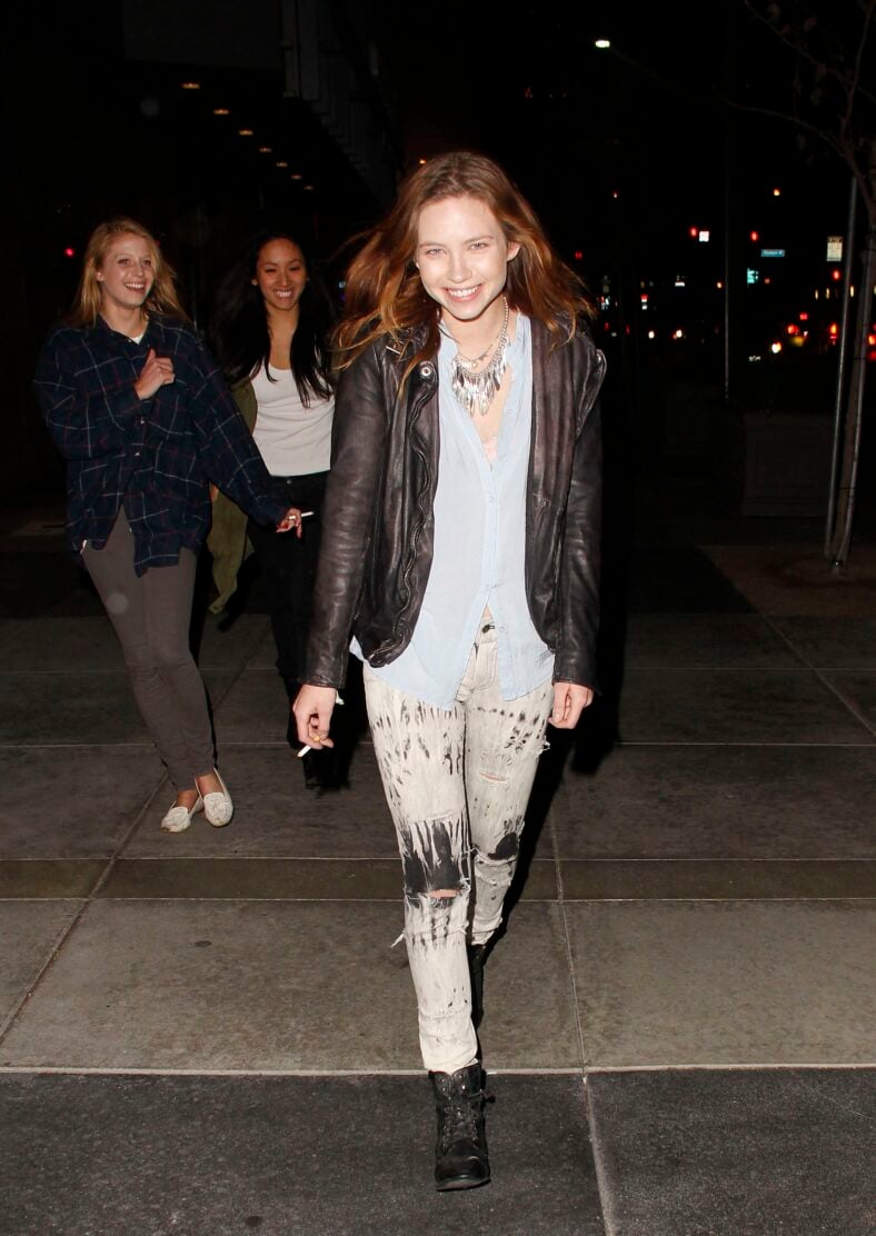 Daveigh Chase seen walking through Nokia Plaza Los Angeles, California