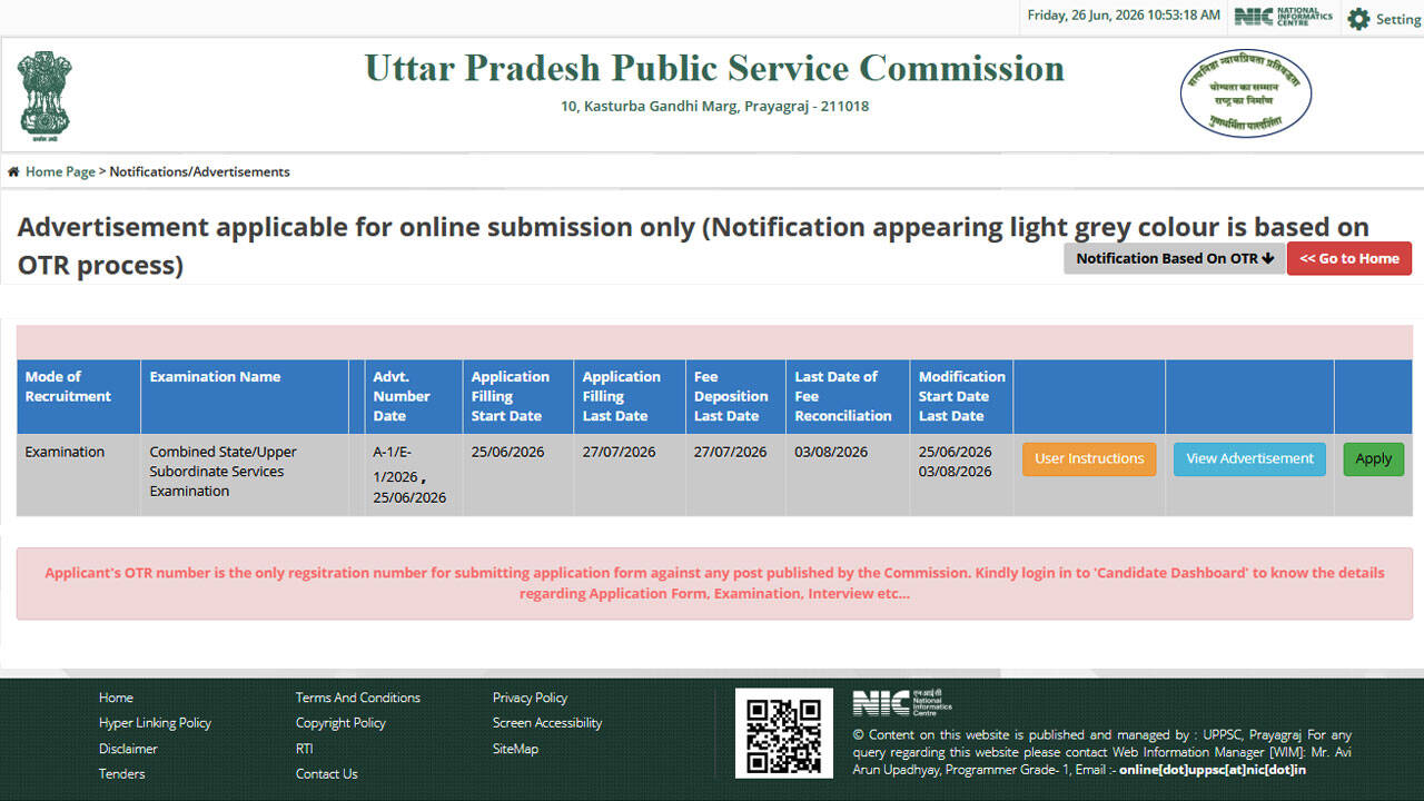 UPPSC PCS 2026 notification out for 500 vacancies, apply online at ...