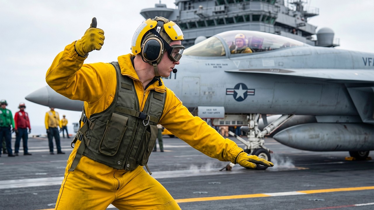 How aircraft carrier crews use hand signals for preflight and launch ...