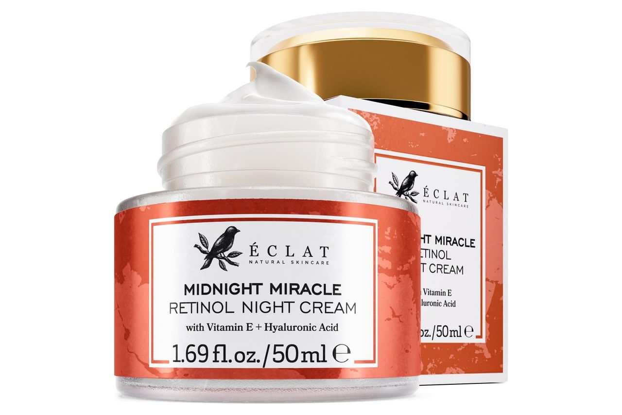 Eclat Skincare Retinol Night Cream – Renewing Retinol Cream for Face with Hyaluronic Acid – Anti Aging to Smooth Wrinkles & Fine Lines - Firming & Hydrating Face Moisturizer for Women & Men 50 ml