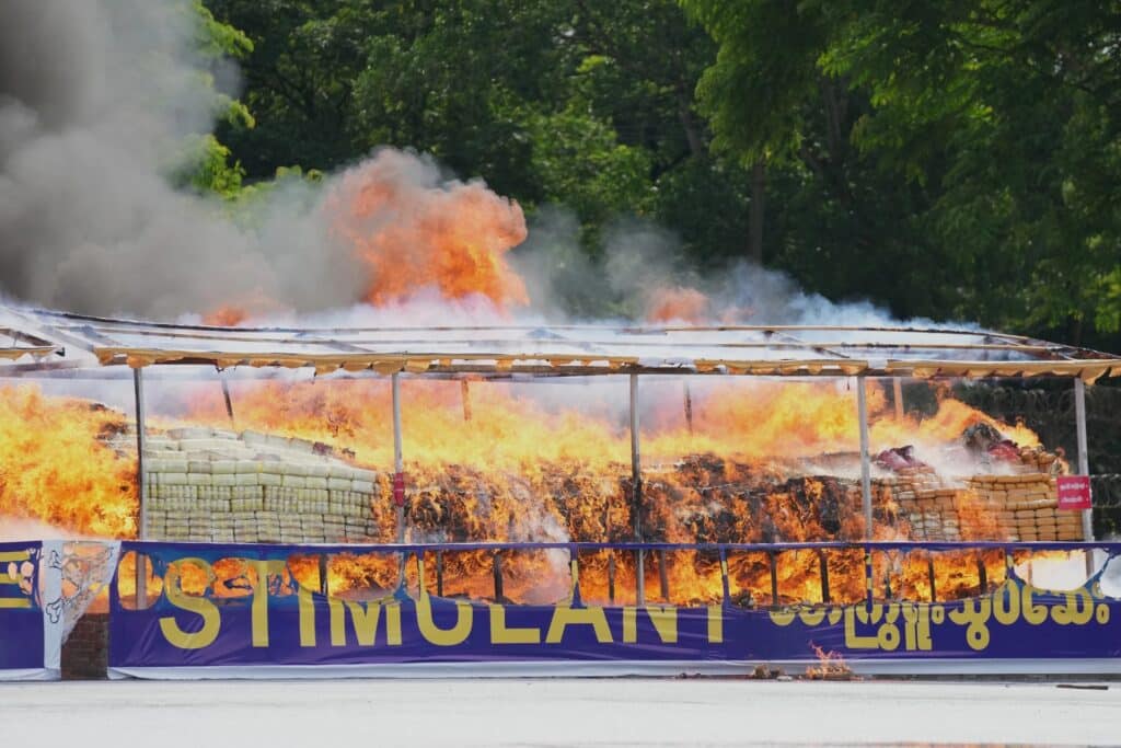 $600M fire: Myanmar burns over 50 tons of heroin, meth and other drugs