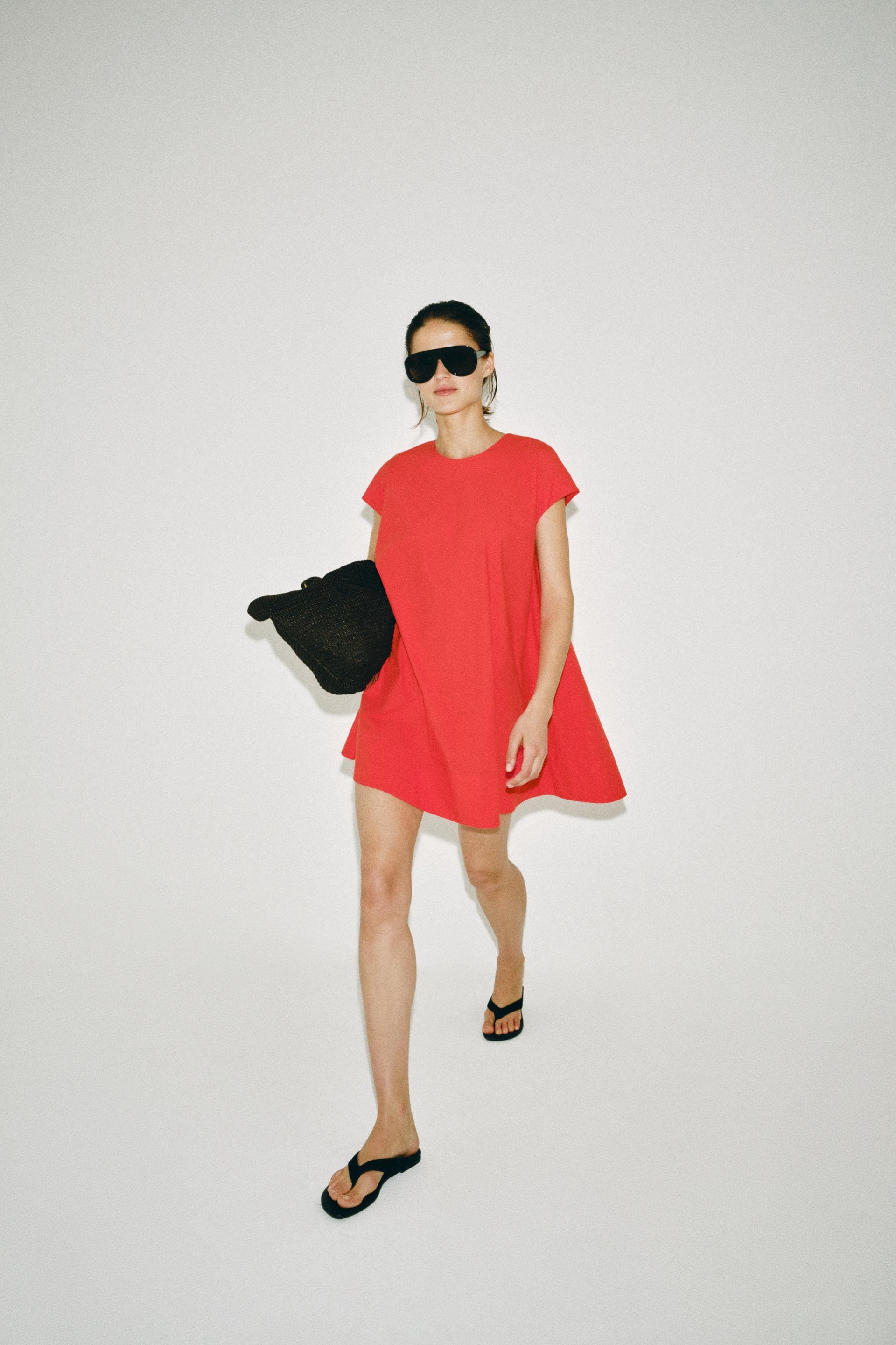 red poplin dress zara ZARA NEW WOMAN MIDI FLORAL PRINTED POPLIN DRESS RUFFLED RED SS22  8342/314_XS-2XL