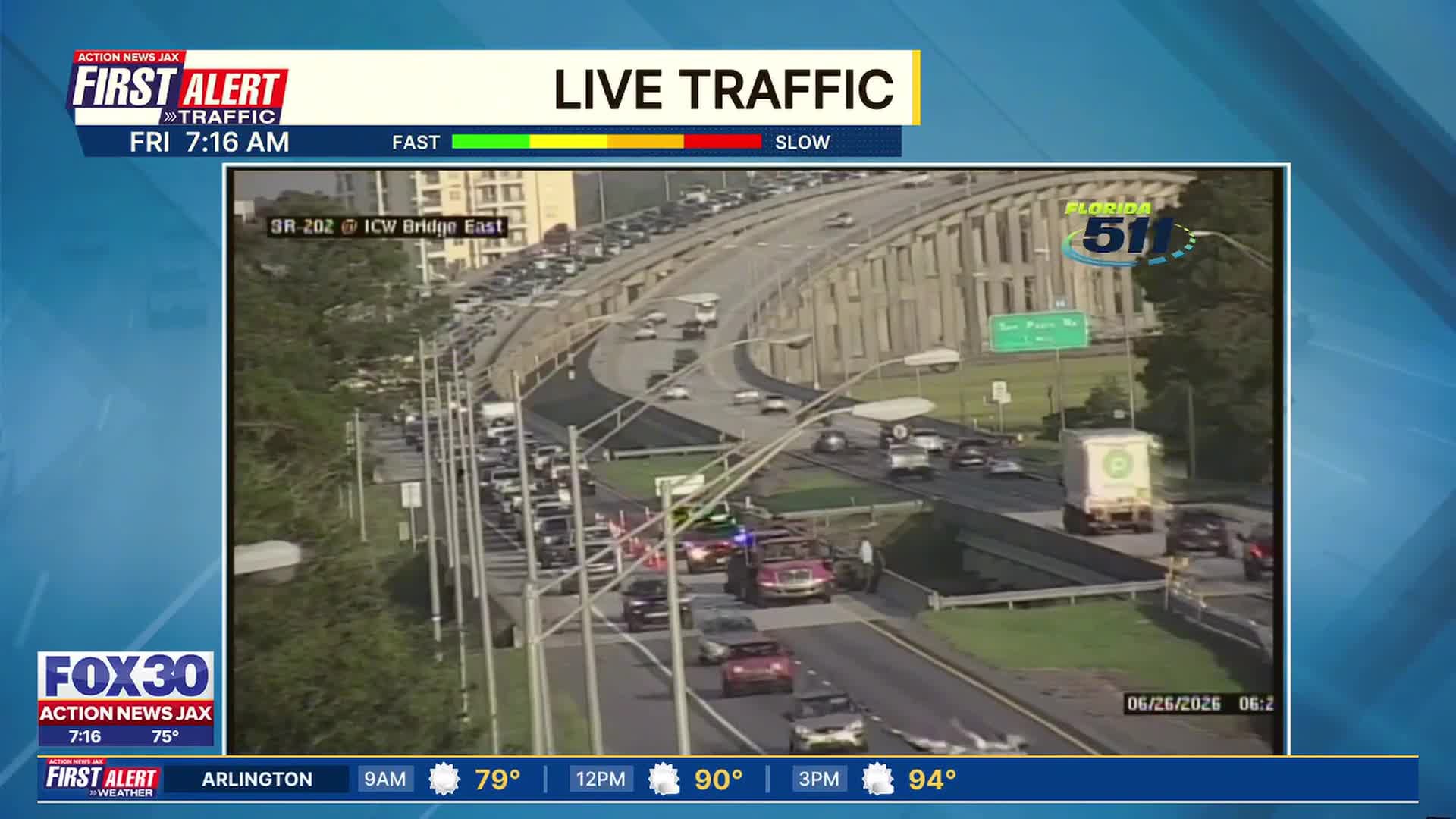 Major traffic backup on Butler Boulevard due to crash